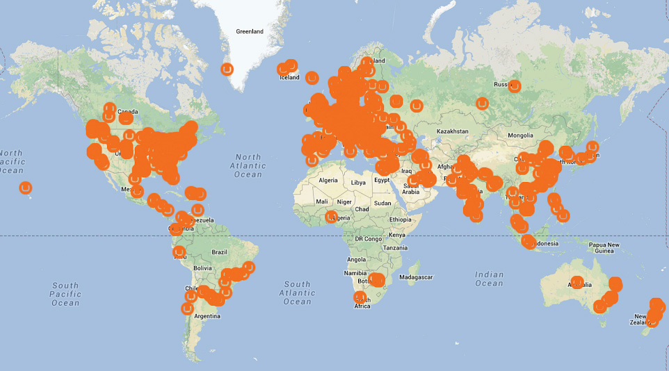 Map of Umbraco 6 installations throughout the world 