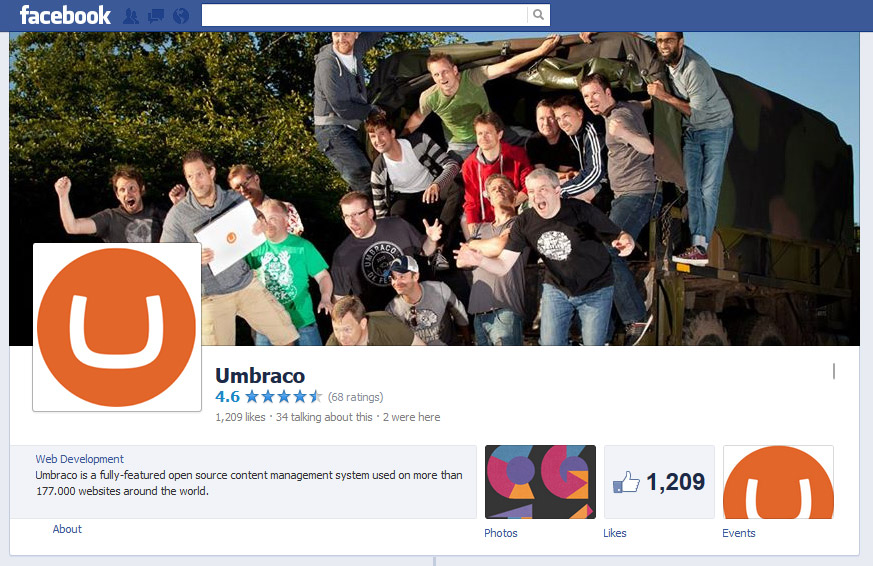 Umbraco page on Facebook
